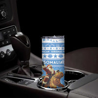 Personalised Somalia Christmas Skinny Tumbler Black Santa Riding Leopard Kirismas Wacan - Wonder Print Shop