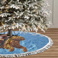 Personalised Somalia Christmas Tree Skirt Black Santa Riding Leopard Kirismas Wacan - Wonder Print Shop