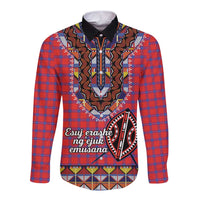 Personalised Kenya Maasai Shuka Long Sleeve Button Shirt Mix Dashiki - Beadwork Pattern - Wonder Print Shop