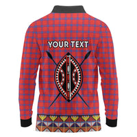 Personalised Kenya Maasai Shuka Long Sleeve Polo Shirt Mix Dashiki - Beadwork Pattern - Wonder Print Shop
