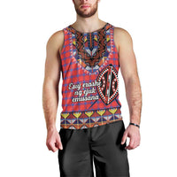 Personalised Kenya Maasai Shuka Men Tank Top Mix Dashiki - Beadwork Pattern - Wonder Print Shop