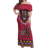 Personalised Kenya Maasai Shuka Off Shoulder Maxi Dress Mix Dashiki - Beadwork Pattern - Wonder Print Shop
