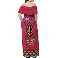 Personalised Kenya Maasai Shuka Off Shoulder Maxi Dress Mix Dashiki - Beadwork Pattern - Wonder Print Shop