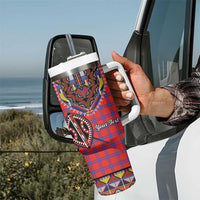 Personalized Kenya Maasai Shuka Tumbler With Handle Mix Dashiki - Beadwork Pattern - Wonder Print Shop