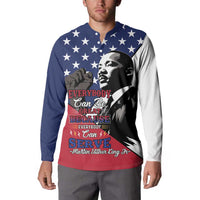 Happy MLK Day Button Sweatshirt Everybody Can Be Great Because Everybody Can Serve - Wonder Print Shop
