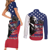 Happy MLK Day Couples Matching Short Sleeve Bodycon Dress and Long Sleeve Button Shirt Everybody Can Be Great Because Everybody Can Serve - Wonder Print Shop