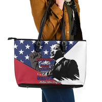 Happy MLK Day Leather Tote Bag Everybody Can Be Great Because Everybody Can Serve - Wonder Print Shop