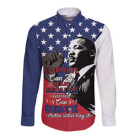 Happy MLK Day Long Sleeve Button Shirt Everybody Can Be Great Because Everybody Can Serve - Wonder Print Shop