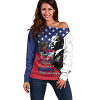Happy MLK Day Off Shoulder Sweater Everybody Can Be Great Because Everybody Can Serve - Wonder Print Shop
