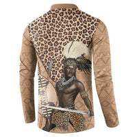 South Africa Zulu People Button Sweatshirt Zulu Warrior - Wonder Print Shop