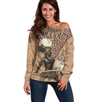 South Africa Zulu People Off Shoulder Sweater Zulu Warrior - Wonder Print Shop