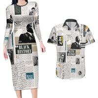 Civil Rights Leaders Couples Matching Long Sleeve Bodycon Dress and Hawaiian Shirt Newspaper Print Style - Wonder Print Shop