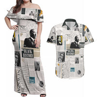 Civil Rights Leaders Couples Matching Off Shoulder Maxi Dress and Hawaiian Shirt Newspaper Print Style - Wonder Print Shop