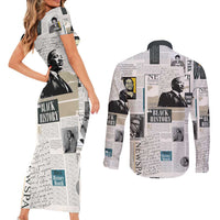 Civil Rights Leaders Couples Matching Short Sleeve Bodycon Dress and Long Sleeve Button Shirt Newspaper Print Style - Wonder Print Shop