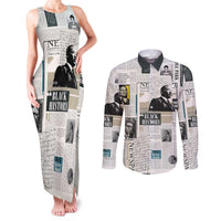 Civil Rights Leaders Couples Matching Tank Maxi Dress and Long Sleeve Button Shirt Newspaper Print Style - Wonder Print Shop