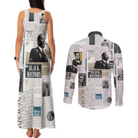 Civil Rights Leaders Couples Matching Tank Maxi Dress and Long Sleeve Button Shirt Newspaper Print Style - Wonder Print Shop