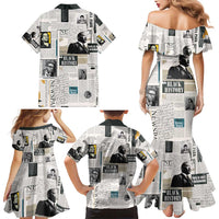 Civil Rights Leaders Family Matching Mermaid Dress and Hawaiian Shirt Newspaper Print Style - Wonder Print Shop