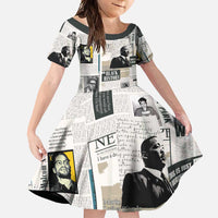 Civil Rights Leaders Family Matching Summer Maxi Dress and Hawaiian Shirt Newspaper Print Style - Wonder Print Shop