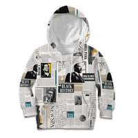 Civil Rights Leaders Kid Hoodie Newspaper Print Style - Wonder Print Shop