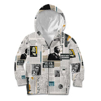 Civil Rights Leaders Kid Hoodie Newspaper Print Style - Wonder Print Shop