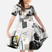 Civil Rights Leaders Kid Short Sleeve Dress Newspaper Print Style - Wonder Print Shop