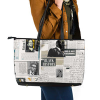Civil Rights Leaders Leather Tote Bag Newspaper Print Style - Wonder Print Shop