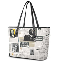 Civil Rights Leaders Leather Tote Bag Newspaper Print Style - Wonder Print Shop
