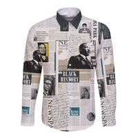 Civil Rights Leaders Long Sleeve Button Shirt Newspaper Print Style - Wonder Print Shop