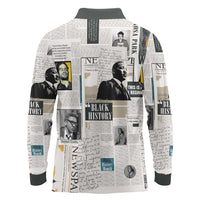 Civil Rights Leaders Long Sleeve Polo Shirt Newspaper Print Style - Wonder Print Shop