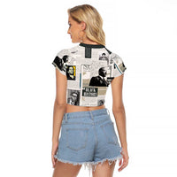 Civil Rights Leaders Raglan Cropped T Shirt Newspaper Print Style - Wonder Print Shop