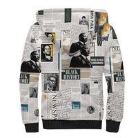 Civil Rights Leaders Sherpa Hoodie Newspaper Print Style - Wonder Print Shop