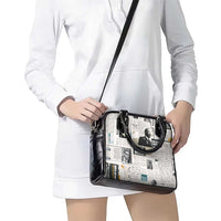 Civil Rights Leaders Shoulder Handbag Newspaper Print Style