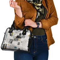 Civil Rights Leaders Shoulder Handbag Newspaper Print Style