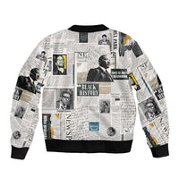 Civil Rights Leaders Sleeve Zip Bomber Jacket Newspaper Print Style - Wonder Print Shop