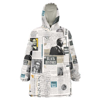 Civil Rights Leaders Wearable Blanket Hoodie Newspaper Print Style - Wonder Print Shop
