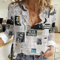 Civil Rights Leaders Women Casual Shirt Newspaper Print Style - Wonder Print Shop