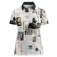 Civil Rights Leaders Women Polo Shirt Newspaper Print Style - Wonder Print Shop