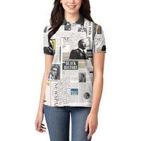 Civil Rights Leaders Women Polo Shirt Newspaper Print Style - Wonder Print Shop