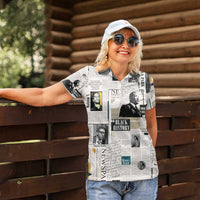 Civil Rights Leaders Women Polo Shirt Newspaper Print Style - Wonder Print Shop