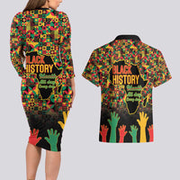 Black History Month Couples Matching Long Sleeve Bodycon Dress and Hawaiian Shirt I Am Black History - Wonder Print Shop