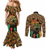 Black History Month Couples Matching Mermaid Dress and Long Sleeve Button Shirt I Am Black History
