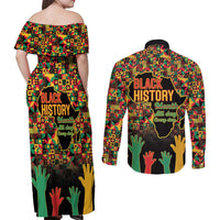 Black History Month Couples Matching Off Shoulder Maxi Dress and Long Sleeve Button Shirt I Am Black History - Wonder Print Shop