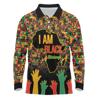 Black History Month Long Sleeve Polo Shirt I Am Black History - Wonder Print Shop