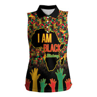 Black History Month Women Sleeveless Polo Shirt I Am Black History - Wonder Print Shop