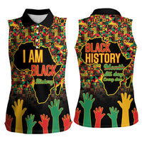 Black History Month Women Sleeveless Polo Shirt I Am Black History - Wonder Print Shop