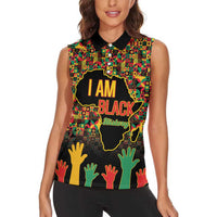 Black History Month Women Sleeveless Polo Shirt I Am Black History - Wonder Print Shop