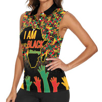 Black History Month Women Sleeveless Polo Shirt I Am Black History - Wonder Print Shop