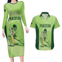 Custom Pakistan Cricket Couples Matching Long Sleeve Bodycon Dress and Hawaiian Shirt Go Shaheens LT15