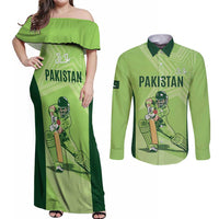 Custom Pakistan Cricket Couples Matching Off Shoulder Maxi Dress and Long Sleeve Button Shirt Go Shaheens LT15