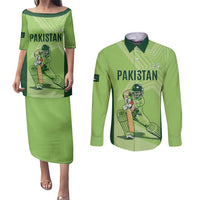 Custom Pakistan Cricket Couples Matching Puletasi and Long Sleeve Button Shirt Go Shaheens LT15